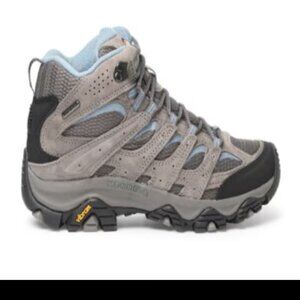 MERRELL VIBRAM MOAB 3 MID WOMENS 7.5 HIKING BOOTS WATER PROOF J99782 BLUE/TAN
